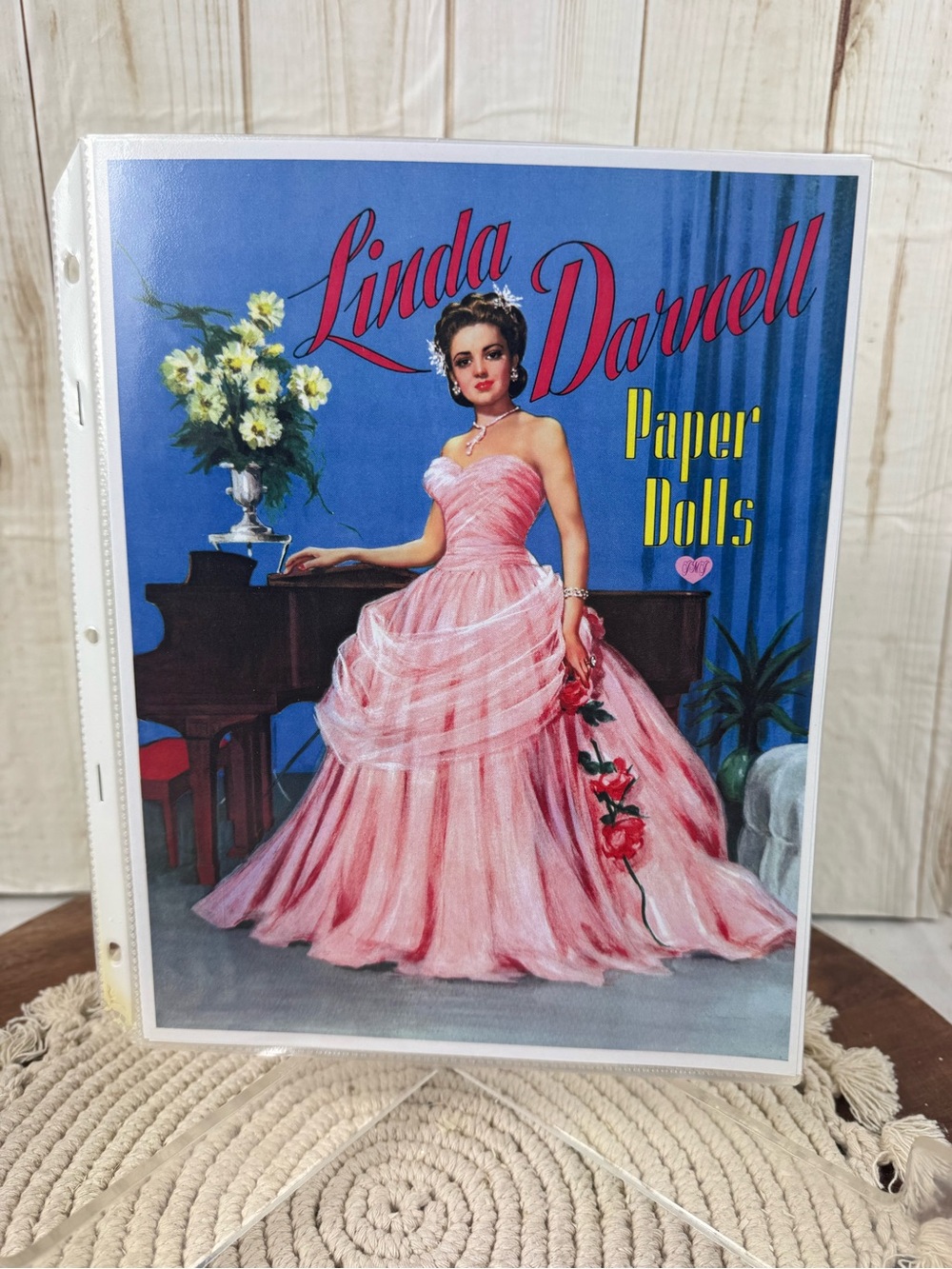 Linda Darnell Paper Dolls Vintage Style Pink Gown Illustration